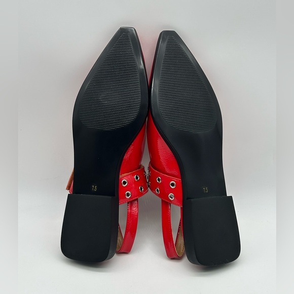 Steve Madden Smokee Red Slingback Flats | Silver Buckle Detail Sz 7.5 Vegan NWB - Picture 9 of 13